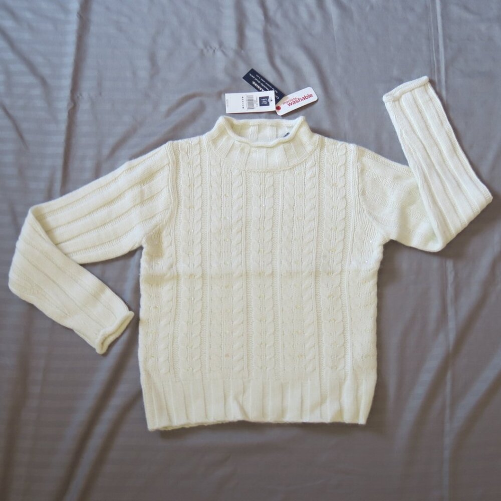 GapKids Girls Winter White Sweater w/Shiny Sequins  Size 7/8 NWT